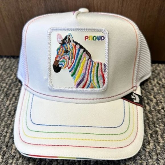Goorin Animal Farm Trucker Baseball Hat ZEBRA Gay Pride Proud Rainbow LGBTQ Rare